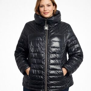 NWT Big Chill Women’s Shiny Black Puffer Tall Collar Jacket Size M